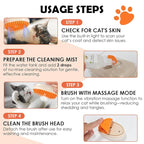 Pet Steam Brush for Dog & Cat, 5-In-1 Spray Comb for Hair Removal Deshedding & Grooming, Vibration Massage Hair Remover for Long & Short Pets Includes Rinse-Free Shampoo & Skin Checking Light