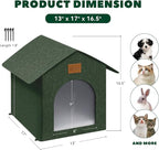 Outdoor Cat House Feral Cat Shelter,Outside Waterproof Cat House for Outdoor/Indoor Cats, Insulated Cat Bed for All Seasons with Cozy Cushion Easy to Assemble (Olive Green, floor spike style)