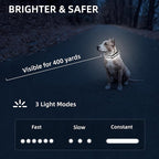 Super Bright LED Dog Collar - Fully Waterproof & Adjustable Glow Collar - USB-C Rechargeable for Night Walking, Safety - Flashing Lighted Collar for Dogs(White,Small)