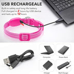 Light Up Collar for Small Dogs& Cats, Reflective LED Dog Collar Rechargeable Puppy Safety Lights for Nighttime Walking (Pink)
