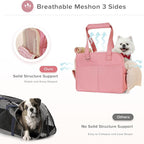 Dog Purse Carrier for Small Dogs, Soft Soft Sided Folding Dog Carriers for Small Dogs Medium Cats Puppies up to 15 Lbs, Washable Breathable Puppy Carrier for Outdoor Travel (Large Pink)