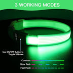 YFbrite Light up Dog Collar, USB Rechargeable LED Puppy Collar Super Bright Adjustable Glowing Dog Lights for Night Walking (Design 2-Green, Small)