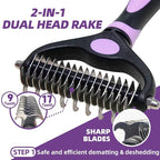 Dog Brush for Shedding, 7 PCS Dog Grooming Brush Kit Including Undercoat Rake, Slicker Brush, Dematting Comb, Nail Clipper, Bath Brush for Long & Short Haired Dogs, Cats - Purple