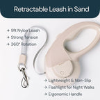 MalsiPree Walking Set with Retractable Dog Leash, Poop Bag Holder, Leak Proof 12 Oz Dog Water Bottle, Flashlight & 20 Poop Bags - 9.8ft Leash Retractable for Small to Medium Pet (Sand & Teal, 12 Oz)