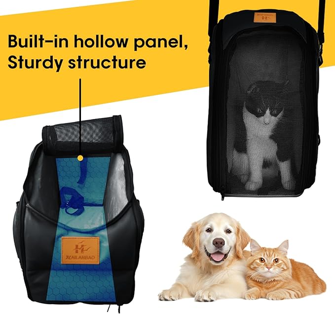 Multipurpose Console Dog Car Seat for Small Dogs & Cats， Portable Pet Carrier with Safety Tether & Storage Pockets (Black, Middle)