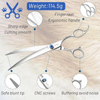 10inch Curved Dog Grooming Scissors Professional, Japanese VG10 Steel Sharp Dog Scissors for Grooming, 30 Degree Bend, Pet Trimming Shears for Dogs Cats Face Paws, Safety Ergonomic with CNC Screw