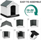 YITAHOME Large Plastic Dog House Outdoor Indoor Doghouse Puppy Shelter Water Resistant Easy Assembly Sturdy Dog Kennel with Air Vents and Elevated Floor
