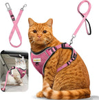 Cat Harness and Leash for Walking, Retractable Cat Harnesses and Leash Set Escape Proof, Breathable Soft Kitten Small Large Harness for Travel Training and Walking, Pink, M