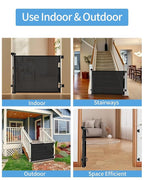 (2 Pack) Retractable Baby Gate for Doorways and Stairs, Mesh Safety Gate for Pet, Indoor & Outdoor Use, One-Hand Operation, Easy Installation, 33.6" Tall, Expands to 55" Wide（Black,33.6"x55"