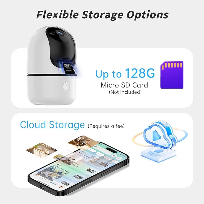Indoor Camera 5G&2.4G WiFi Cameras for Home Security Instant 911 Alert, 360° Pan/Tilt Baby Monitor/Dog/Pet Camera AI Motion Detection Night Vision, Speaker, US Cloud Storage (2Pack)
