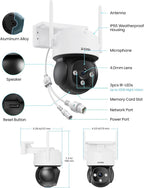 ZOSI C290 4K 8MP UHD Wired WiFi Security Camera Outdoor Indoor, Plug-in Pan/Tilt IP Camera, AI Human Face Vehicle Detection, Auto Tracking, Night Vision, Siren Alarm, 2-Way Audio, 64GB Memory Card