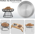Stainless Steel Cat Bowls,Whisker Friendly Shallow Cat Dishes for Food and Water,Non-Slip Silicone Bottom,Heavy Duty,Replacement Kitten Metal Plate for Elevated Stands,3 Pack