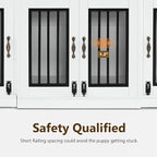 MCombo Wooden Dog Crate Furniture with 4 Drawers and 4 Lockable Doors, Pet Kennel TV Stand for Medium/Large Dogs 1872 (White and Grey)