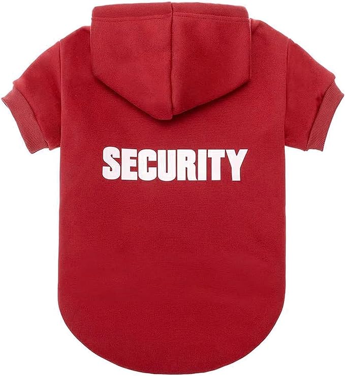 BINGPET Security Dog Hoodies Puppy Sweater Cold Weather Dog Coats Soft Brushed Fleece Pet Clothes Hooded Sweatshirt for Dog Cat