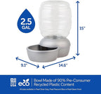 Petmate Replendish Automatic Gravity Waterer for Cats and Dogs, BPA-Free, No Batteries Required, Includes Charcoal Filter, 2.5 Gallons, Made in USA,Silver
