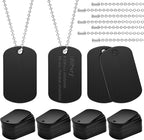 200Pcs Military Dog Tags Set - Rectangle Blank Metal Stamping Tags Including 100Pcs Aluminum & 100Pcs Ball Steel Chains Personalized Pets Tags for DIY Decorative Craft (Black)