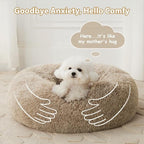 WNPETHOME Calming Dog Bed & Cat Bed, Anti-Anxiety Donut Small Dog Beds, Fluffy Faux Fur Cat Cushion Dogs Bed for Small Dogs and Pet (24 x 24 Inch, Brown)
