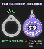 Personalized QR Code Dog Tags - Choose from 25+ Tag Designs - QR Code Links to Your Profile - Unique, Cute, Funny, Sassy Pet ID Tag (Silently Judging, Large (1.25 inch))