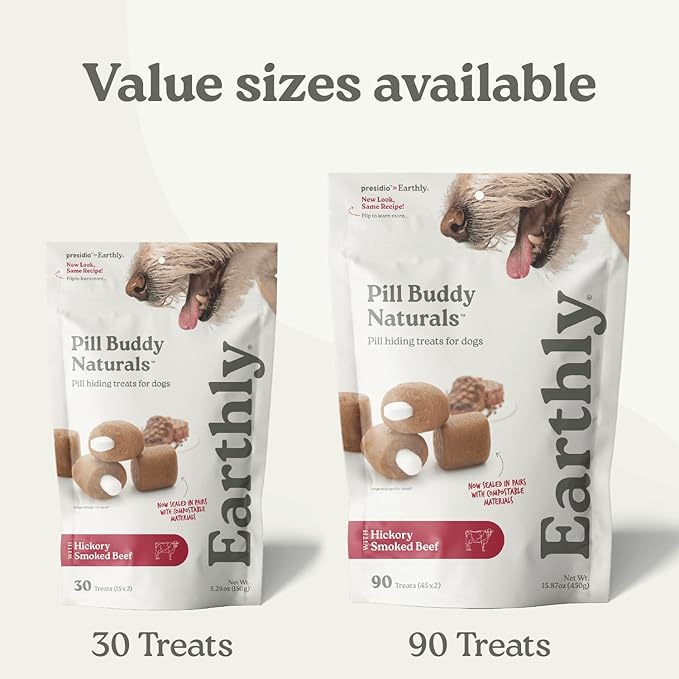 Presidio Pill Buddy Naturals - PB & Banana Recipe Pill Hiding Treats for Dogs - Make A Perfect Pill Concealing Pocket Or Pouch for Any Size Medication - 90 Servings