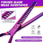JASON 7.5" Dog Grooming Scissor - Professional Chunker Shear with Ergonomic Handle Japanese Stainless Steel Hair Scissor for Dogs, Cats and Other Pets, Sharp (Chunker, Purple)
