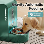 Gardner Pet Automatic Gravity Pet Feeder, 0.8 Gallons*2 Dog Feeder and Water Dispenser Set 100% BPA-Free, 2-in-1 Gravity Feeder with Stainless Steel Bowl for Dogs, Cats, Rabbits, Puppies (Green)