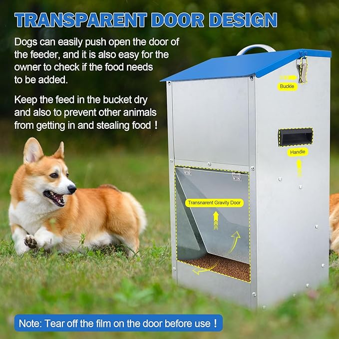 Automatic Dog Feeder Outdoor Dog Feeder for Large Dogs Large Breed Dog Food Dispenser, 25LBS Capacity Pets Feeder Gravity Food Feeder