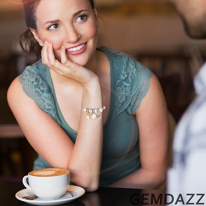 GEMDAZZ Sparkling Puppy Paw Print Charms in 925 Sterling Silver, Pave Dog Pawprint CZ Round Beads and Always in My Heart Charms, Gift for Animal Lover, fit European Women Bracelet/Necklace