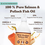 Natural Dog Company Wild Alaskan Salmon Oil Formula with Omega 3, Fish Oil for Dogs Supplement, Skin & Coat Dog Oil, Itchy Relief, Immune Support for Joints & Heart, Food Topper, 64 oz