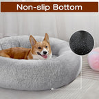 JOLLYVOGUE Dog & Cat Bed, Calming Anti-Anxiety Pet Bed for Small Dogs, Fluffy Donut Cushion for Small and Medium Pets (23")