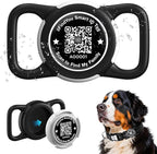 Waterproof AirTag Dog Collar Holder for Apple Tracker QR Code Case Black