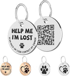MYLUCKYTAG Stainless Steel QR Code Dog ID Tags Cat Tags - Pet Online Profile - Scan QR Receive Instant Pet Location Alert Email