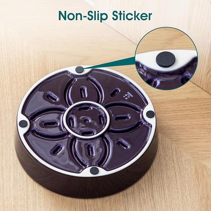 vancasso Ceramic Slow Feeder Dog Bowls, Puzzle Dog Food Bowls with Floral Maze, Anti -Slip Pet Food Dish for Medium Breed, 1.5 Cups, Purple