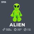 fabdog Floppies Plush Dog Toy - Cute & Durable Squeaky Dog Toys - Best Squeak Toy for Puppies and All Breeds | Ideal Pet Gift| Large Alien