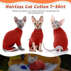 ROZKITCH Cat Clothes - Breathable Soft Jumpers for Cats, Warm Sweater T-Shirt Pajamas Jumpsuit Vest - Cornish Rex Devon Rex Peterbald Red L