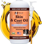 Natural Dog Company Skin & Coat Oil (16 oz.), Supports Skin Health, Fish Oil Supplements for Dogs, Soft Coat, Fish Oil & Flaxseed Oil, Fatty Acids, Bottle of Dog Fish Oil with Pump, Antioxidant