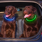 2 Packs Light Up Dog Collar, LED Dog Collar, USB Rechargeable Dog Lights for Night Walking, Adjustable Glow in The Dark Collars for Small Medium Large Dogs, Waterproof Safety Pets Lights Green&Blue