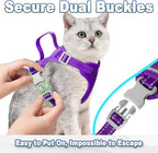 Cat Harness and Leash Set Escape Proof for Kitten Walking, Soft Adjustable Top Handle Vest Harnesses for Cats, Easy Control Breathable Reflective Small Medium Large, Purple, M