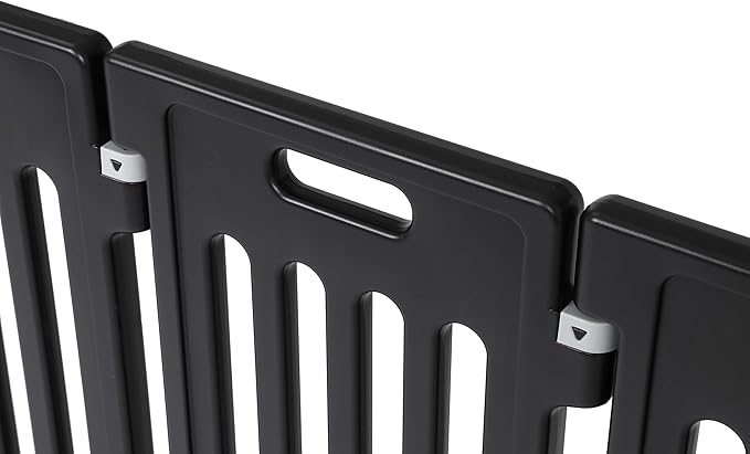 BIRDROCK HOME Dog Playpen w/Door, 12 Panel, 25.6in H | Strong Plastic, Non-Slip Puppy Playpen, Secure Pet Gate | Indoor Outdoor Fence | Configurable Panels | Small to Medium Pets - Black