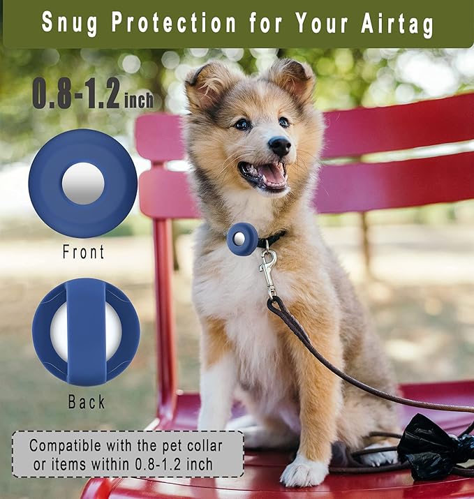 for Airtag Holder for Dog Collar, Cibaabo Silicone Air Tag Case Cover Compatible with Apple Airtags for 0.8-1.2inch Cat Pet Collar Harness Loop