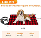 Pet Heating Pad, Adjustable Temperature Heated Dog Bed with Timer, Outdoor Waterproof Heated Pad with Anti-Chew Cord, Overheat Protection Warming Mat for Small and Medium Dogs (M:15.7"x27.6")