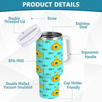 Boccsty Yellow Submarine Insulated Tumblers Colorful Fish Reusable Stainless Steel Tumbler 40 oz Cup Coffee Travel Mug Water Bottle with Handle & Flip Straw for Home Office Car