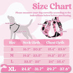 rabbitgoo Dog Harness for Large, No Pull Pet Harness with 3 Buckles, Adjustable Soft Padded Vest with Control Handle, Walking Reflective Pet Vest for Extra Large Dogs, Floral Pink, XL