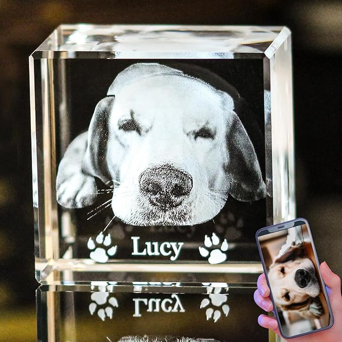 3D Crystal Photo,Pet Memorial Gifts for Dogs,Cats,Christmas Customized Gift,Personalized Dog Memorial Gift, Customized Pet Gifts,Personalized Photo Gifts