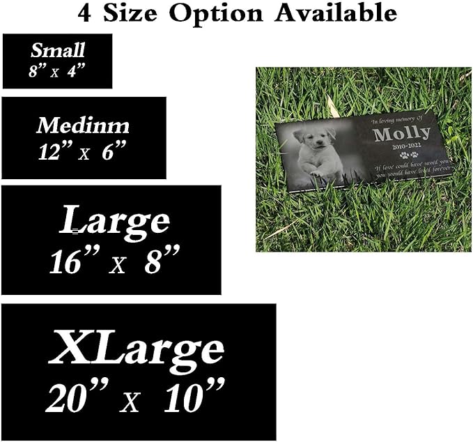 ILoveU Personalized Pet Memorial Stones, Memorial Plaque for Pets, Dog, Cat, Black Granite Memorial Garden Stone Engraved with Photo, Dog Memorial Grave Markers Pet Memorial