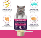Cat Multivitamin with Grass-Fed Beef Bone Broth – Daily Supplement for Immune, Joint, Skin, Coat & Gut Health – Omega 3s, Lysine, Beta Glucan, Vitamins A-E, C, D – 90 Day Supply – No Fillers