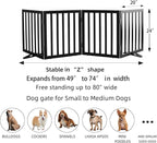 ZJSF Freestanding Indoor Dog Gate for House Foldable Wood Puppy Gate for Doorways Pet Gate for Stairs Extra Wide Pet Fence, Black, 24" Height 4 Panels
