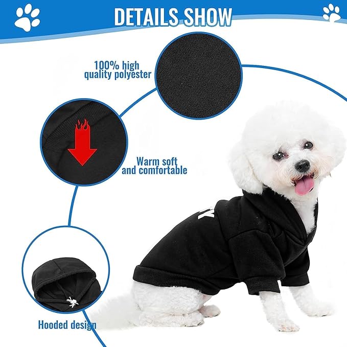 BINGPET Security Dog Hoodies Puppy Sweater Cold Weather Dog Coats Soft Brushed Fleece Pet Clothes Hooded Sweatshirt for Dog Cat