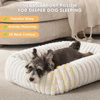 Dog Beds Medium Sized Dog, Washable Orthopedic Pet Bed with Removable Cover, Rectangle Soft Calming Sleeping Puppy Bed Durable Pet Cuddler with Anti-Slip Bottom, 30"x24"x8" Cream