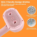 Cat Steam Brush with Release Button, 3-in-1 Steam Grooming Brush for Shedding, Hair Removal tool for Dogs & Cats, Self Cleaning Spray Comb with Mist for Long Haired Pets