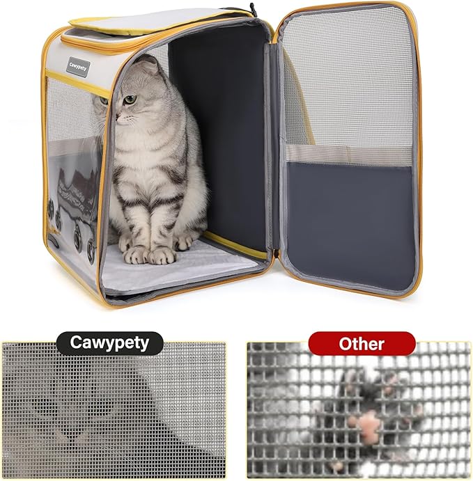 Cat Backpack Carrier, Collapsible and Breathability Cat Carrier Large for Cat Under 16 lbs, Dog and Small Pet Carrier Bag Used in Travel, Car